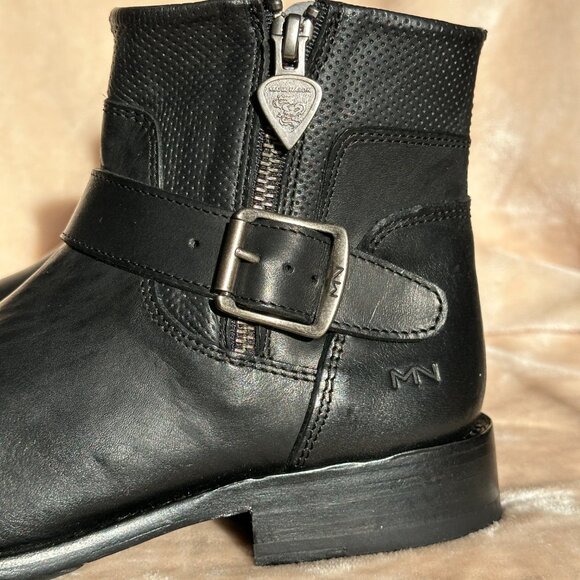 Mark Nason Black Leather Moto Biker Riding Ankle Boots Women's US  6.5 NWOT - Picture 2 of 15